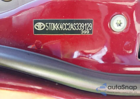 2010 Toyota Sienna Ce из США, поврежденный, VIN 5TDKK4CC2AS339129